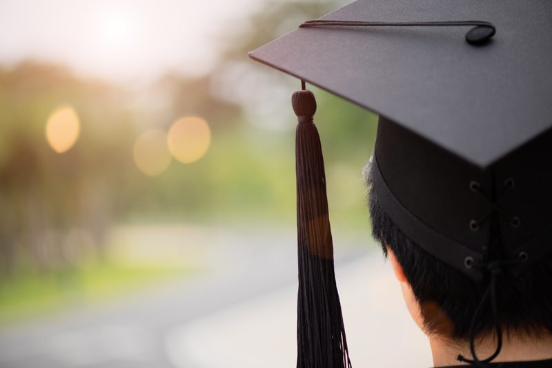 Close-up of graduation cap with tassel
